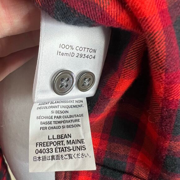 LL Bean Signature Flannel Shirt 6 Womens Red Black Plaid Western Lightweight New - Picture 6 of 9